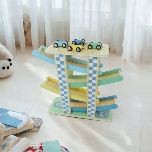 MERKAN Zestaw Drewniana Zjeżdżalnia Tor Dla Samochodzików 4 Piętra na Arena.pl