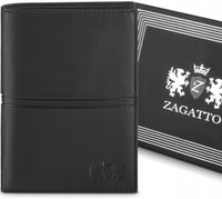 Portfel męski skórzany czarny elegancki klasyczny portfel RFID ZAGATTO