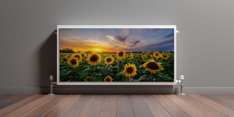 MAGNETYCZNA Mata Grzejnika Pole Słoneczników Zachód SŁOŃCA 80cm x 60cm zdjęcie 3