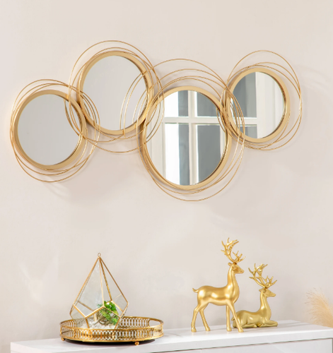 Lustro wiszące ozdobne złota rama 107 cm na Arena.pl