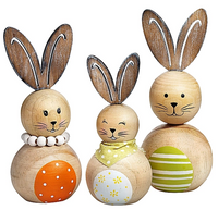 Dekoracja wielkanocna zestaw figurek rodzina królików drewno