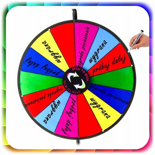 KOŁO FORTUNY ZE STOJAKIEM SUCHOŚCIERALNE 60cm GRA DLA DZIECI ZABAWA +STATYW na Arena.pl