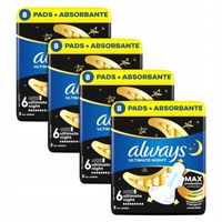 Zestaw Always Ultimate Night Podpaski ze skrzydełkami, rozmiar 6, 8 szt x4