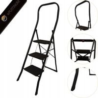 DRABINKA DO KUCHNI CZARNA DOMOWA LOFTOWA LEKKA SKŁADANA DRABINA