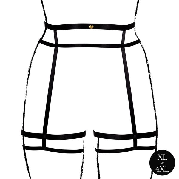 Double Strap Garter Belt With Adjustable Sliders - Plus Size - Black zdjęcie 5