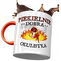 Kubek Pomarańczowy Dla Okulistki Piekielnie Dobra Z Nadrukiem Ze Zdjęciem