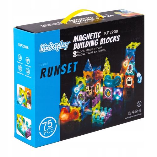 KLOCKI MAGNETYCZNE KONSTRUKCYJNE ŚWIECĄCY TOR PANELE 75 elementów na Arena.pl