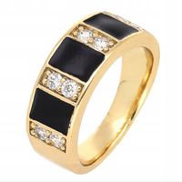 Obrączka pierścionek złoty z czarną emalią ze stali chirurgicznej r.25