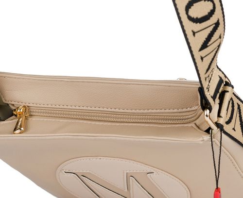 MONNARI Torebka na ramię LISTONOSZKA Pojemna PASEK LOGO PREMIUM Beżowa na Arena.pl