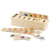 Drewniany Edukacyjny Sorter Gra Zwierzątka Owoce Warzywa Montessori