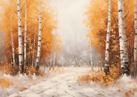 Plakat 59,4x42cm Jesienne Brzozy