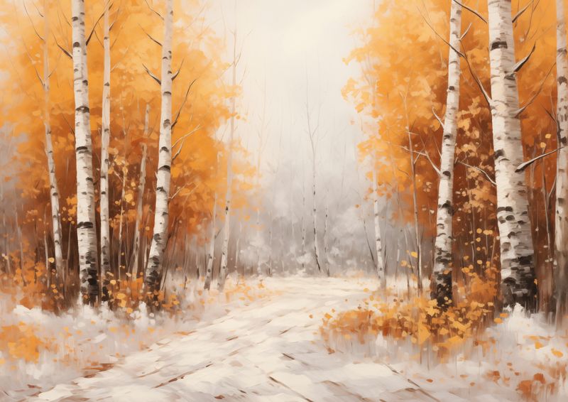 Plakat 59,4x42cm Jesienne Brzozy zdjęcie 1