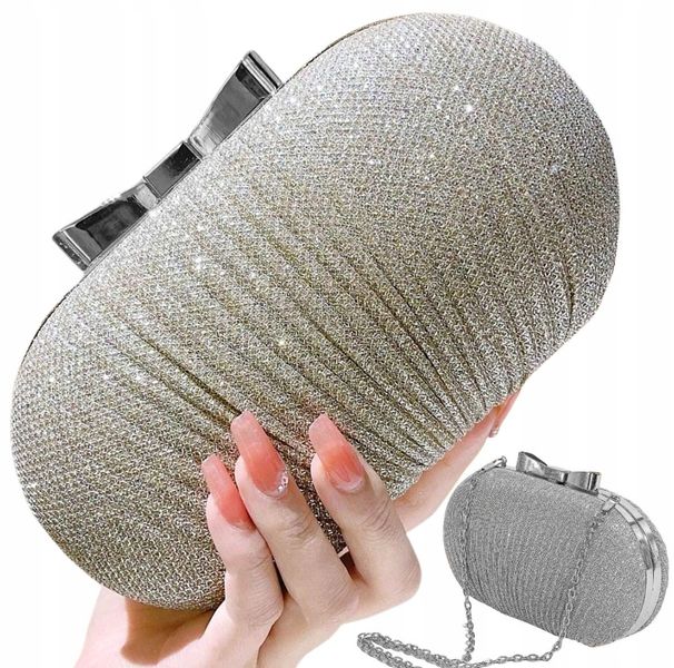 Srebrna Torebka Wieczorowa Kopertówka Wizytowa zdjęcie 1