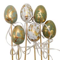 Jajka wielkanocne pik 6 szt biało zielono złote