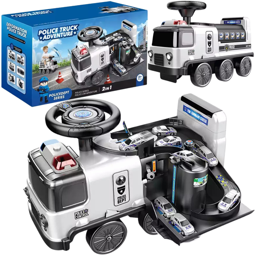 Autko Pojazd Policyjny 2W1 Jeździk 4 Autka Tor Samochodowy Dźwięki Światła na Arena.pl