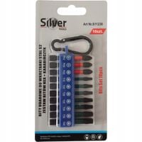 Bity udarowe SilverTools S2 HEX 1/4 zestaw 10 szt. z karabińczykiem