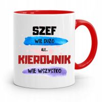 Kubek Czerwony Kierownika Kierownik Wie Wszystko Z Nadrukiem Ze Zdjęciem