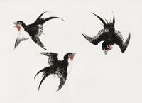 Plakat 55x40cm Birds, Hokusai Japoński Vintage do Salonu