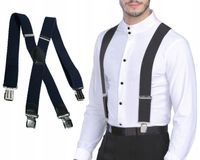 SZELKI do spodni MĘSKIE szerokie podwójne eleganckie czarne MOCNE