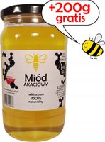 POLSKI miód naturalny 100% AKACJOWY - 1 kg + 200g GRATIS