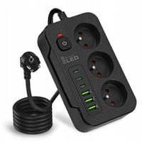 Przedłużacz Listwa Zasilająca Sieciowa 3 Gniazda 230V 3M 6x USB