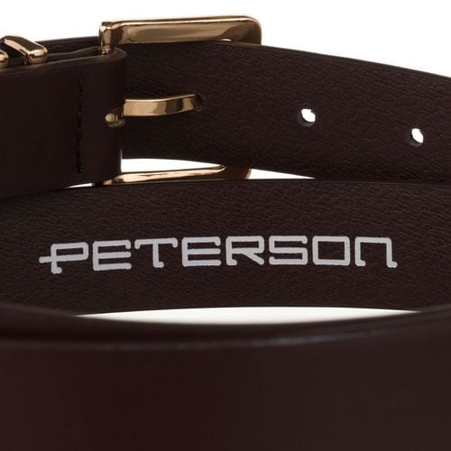 brązowy, wąski pasek damski ze skóry ekologicznej - peterson 105 na Arena.pl