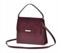 Laura Biaggi mała torebka wizytowa kuferek bordo groszek klapka zamsz JP41