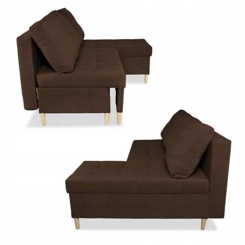 Narożnik Wigo rozkładany z funkcją spania Family Meble welur brązowy na Arena.pl