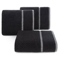 Ręcznik frotte z tłoczoniem w kratkę i bordiurą CALE 50X90 czarny