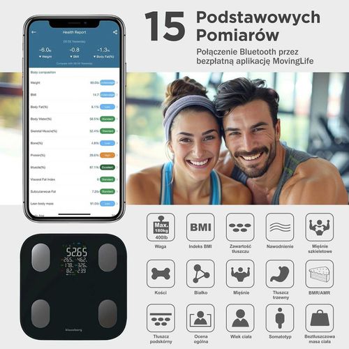 analityczna waga łazienkowa smart ios android klausberg kb-7854 na Arena.pl