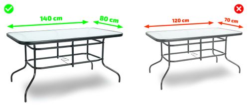 Stół ogrodowy szklany metalowy duży 140x80 cm na Arena.pl