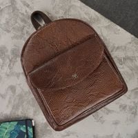 plecaczek damski skórzany brązowy wężowy wzór mały miejski plecak paolo