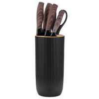 zestaw noży kuchennych z tasakiem w stojaku e-6309