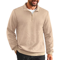 Męski Sweter Golf Wafelkowy Długi Rękaw Zamek Elegancki Stylowy Beżowy L
