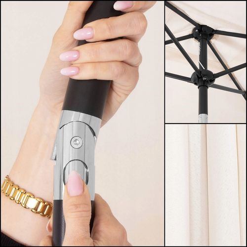 DUŻY PARASOL OGRODOWY SKŁADANY ECRU ŁAMANY BALKONOWY 240cm Z KORBĄ SOLIDNY na Arena.pl