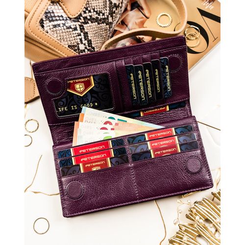 portfel damski ze skóry naturalnej i ekologicznej w fioletowym kolorze na Arena.pl