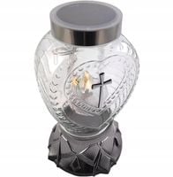 Szklany znicz solarny fotowoltaiczny serce mocne światło lampion serduszko