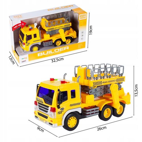CIĘŻARÓWKA AUTO SAMOCÓD Z PODNOŚNIKIEM BUDOWLANYM 1:16 DLA DZIECI na Arena.pl