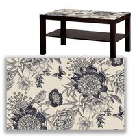 BLAT SZKLANY IKEA LACK Czarne kwiaty z Twoim napisem 90x55cm 052a