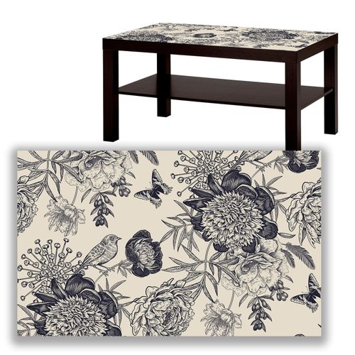 BLAT SZKLANY IKEA LACK Czarne kwiaty z Twoim napisem 90x55cm 052a na Arena.pl