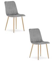 Krzesło welurowe szare tapicerowane LAVA do jadalni kuchni salonu x2