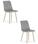 Krzesło welurowe szare tapicerowane LAVA do jadalni kuchni salonu x2
