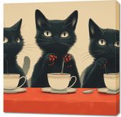 Obraz 90x90cm Czarna Kocia Kawiarenka