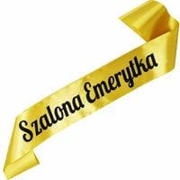 Szalona Emerytka - złota szarfa z czarnym nadrukiem