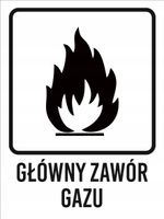 Główny zawór gazu Znak bezpieczeństwa grawer piktogram 20x15cm dużo wzorów