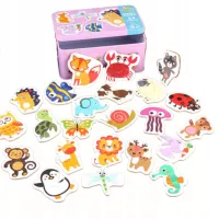 DLA DZIECI  EDUKACYJNY ZESTAW PUZZLI ZWIERZĘTA