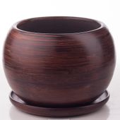 Doniczka Ceramiczna KULA 2 z podstawką brąz eco