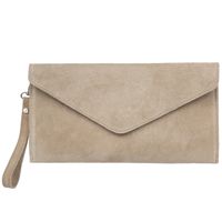 VERA PELLE torebka damska zamszowa kopertówka listonoszka V646 beżowa