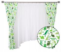 DINOZAURY zielo Firana zasłona KOMPLET dla chłopca