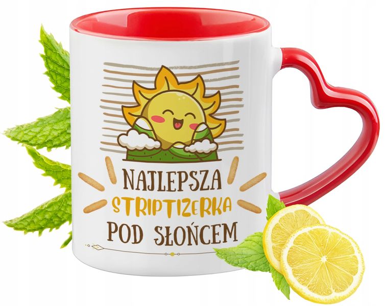 Kubek Czerwony Z Uszkiem W Kształcie Serca Dla Striptizerki Na Prezent zdjęcie 1